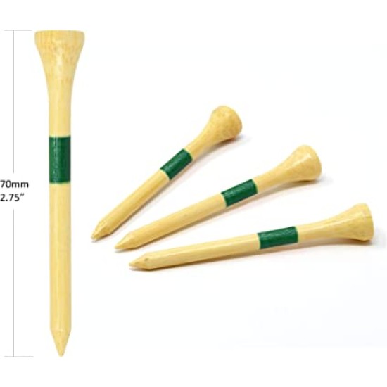 On Par Professional Bamboo Golf Tees 70mm, 30 pieces, Strong, Durable, Sustainable and Biodegradable