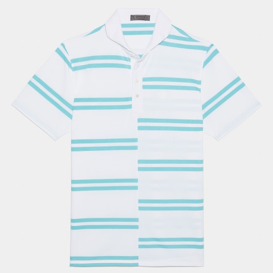 GFORE OFFSET STRIPE MODERN SPREAD COLLAR TECH PIQUÉ POLO