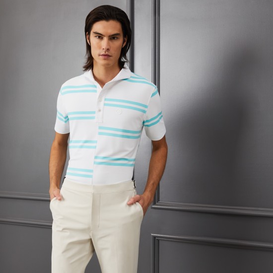 GFORE OFFSET STRIPE MODERN SPREAD COLLAR TECH PIQUÉ POLO