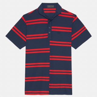 GFORE OFFSET STRIPE MODERN SPREAD COLLAR TECH PIQUÉ POLO