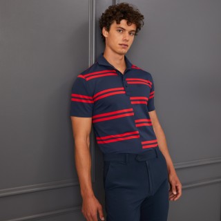GFORE OFFSET STRIPE MODERN SPREAD COLLAR TECH PIQUÉ POLO