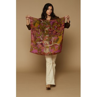 INOUI wełniany kwadratowy szalik - archimède - fuksja