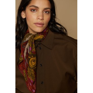 INOUI wełniany kwadratowy szalik - archimède - fuksja