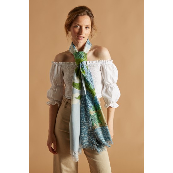 INOUI Bawełniano-jedwabny szalik - Robinson - zielony