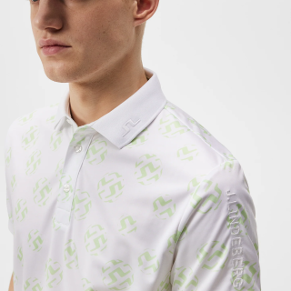 JLINDEBERG TOUR TECH REG FIT PRINT POLO WHITE SPHERE DOT